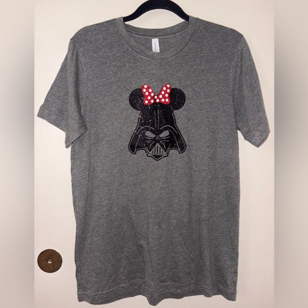 Gray Shirt with Darth Vader and Minnie Mouse Bow